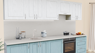 Кухня на заказ Роялвуд белый - Роялвуд голубой